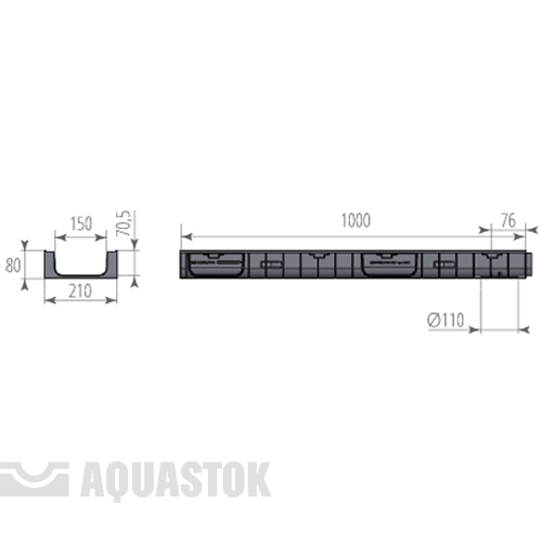 Лоток водоотводный пластиковый ЛВП NORMA DN150 H80
