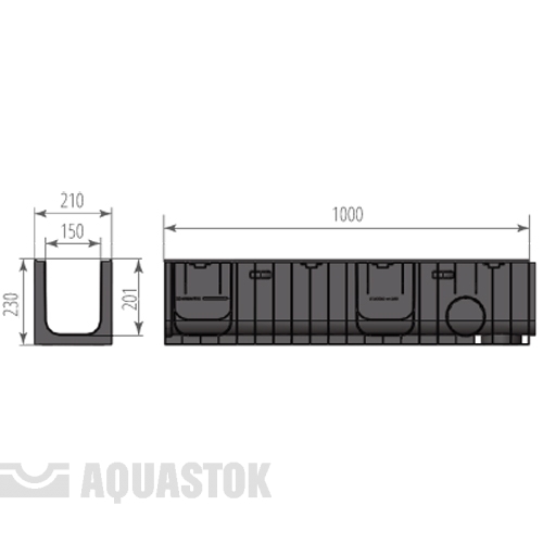 Лоток водоотводный пластиковый ЛВП NORMA DN150 H230