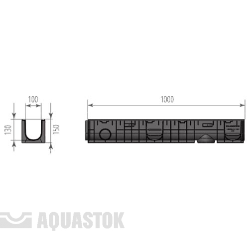 Лоток водоотводный пластиковый ЛВП NORMA DN100 H150